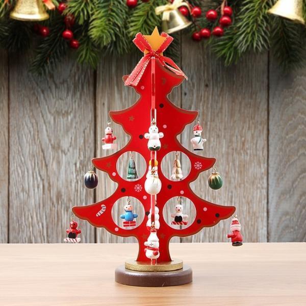 레드크리스마스 원목 미니트리카페인테리어 탁상트리