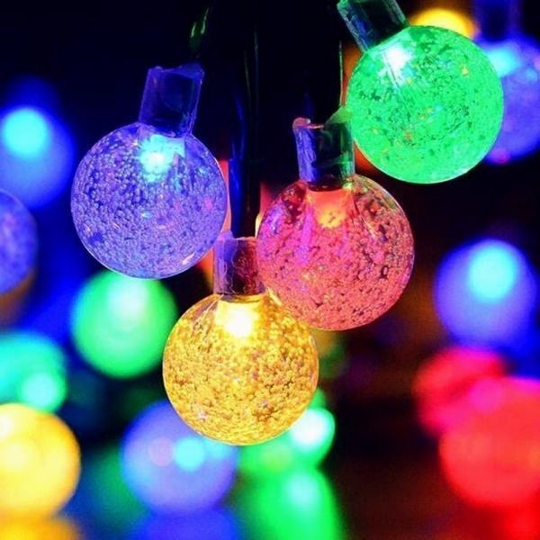 태양광 LED 30구 스노우볼 가랜드 전구(4m)야외조명등