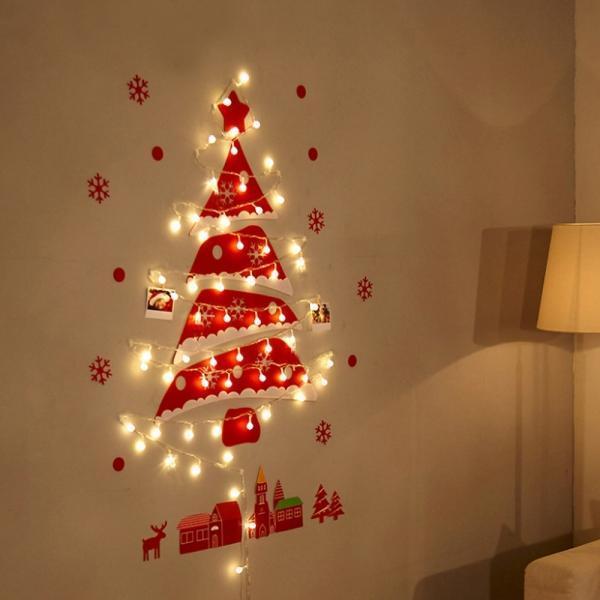 DIY 펠트 크리스마스 벽트리 사선형 피켓전구포함