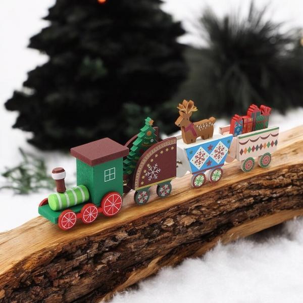 메리 크리스마스 원목 기차(루돌프) 소형장식품