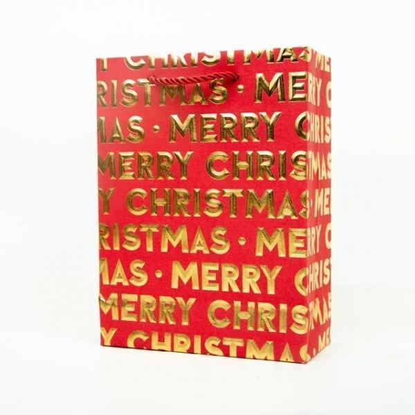 레드 크리스마스 3D 금박 쇼핑백 소형 - 10개 1세트 고급 선물 답례품