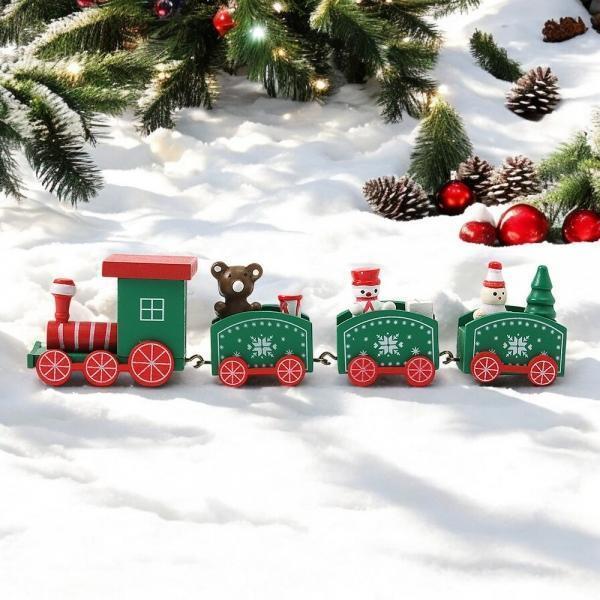 해피 크리스마스 원목 기차(그린) 성탄절 데코