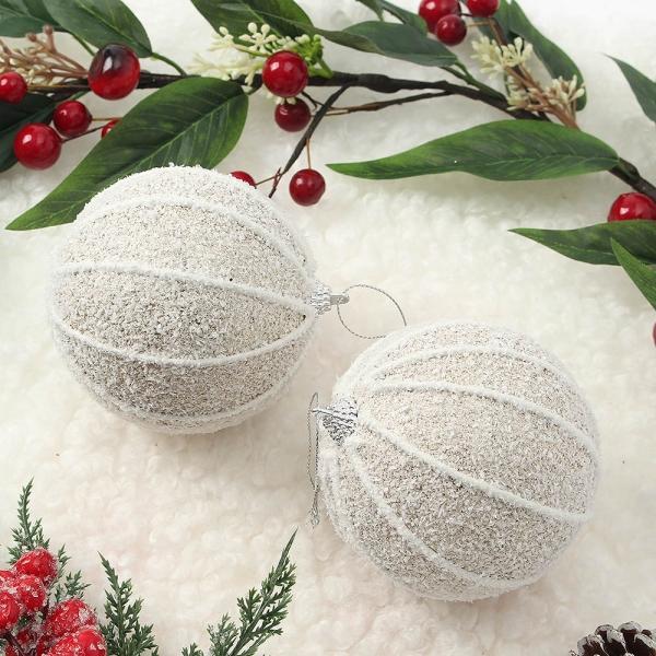 샴페인골드 글리터 장식볼 2p(10cm) (스노우세로줄)