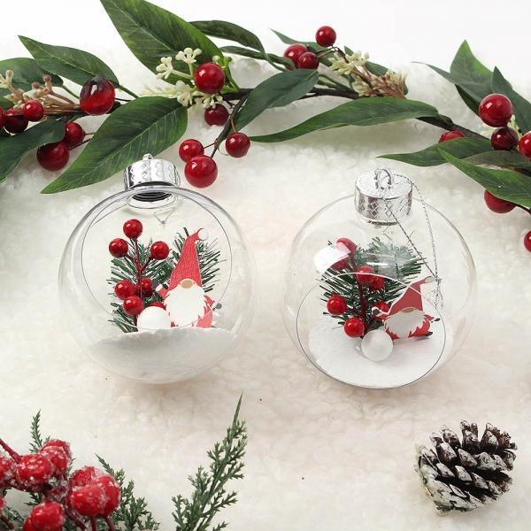 스노우 투명 장식볼 2p(10cm) (산타요정)