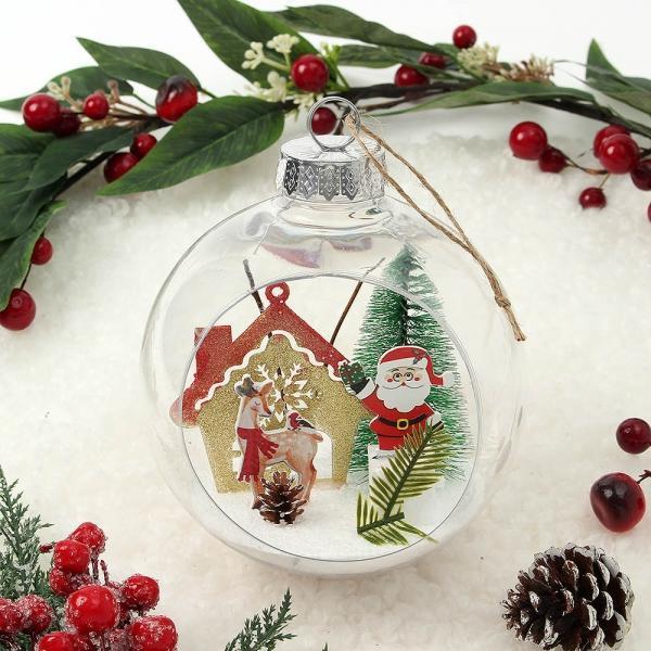 스노우 투명 장식볼(15cm) (산타루돌프)