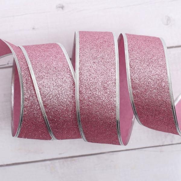 펄글리터 선물포장 리본공예 크리스마스 리본(핑크)