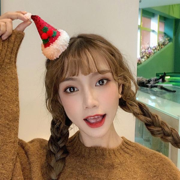 산타모자 머리핀(11cm) 크리스마스 머리삔