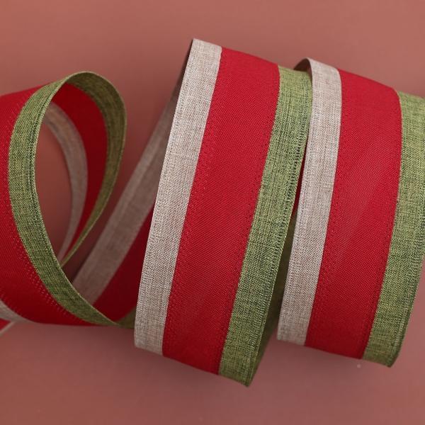 삼색 스트라이프 선물 리본공예 크리스마스 리본 3m