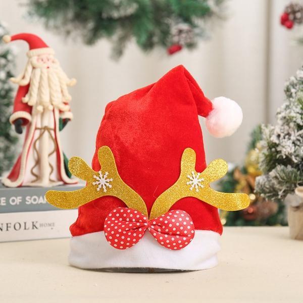 황금 사슴뿔 리본 루돌프모자 크리스마스 산타모자