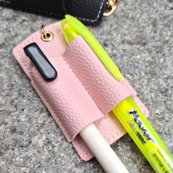 심플 핸드메이드 PU 가죽 펜홀더 키링