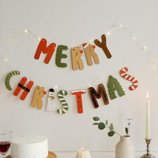 크리스마스 일러스트 가랜드 성탄절 파티 소품 벽장식 홈파티 데코 용품