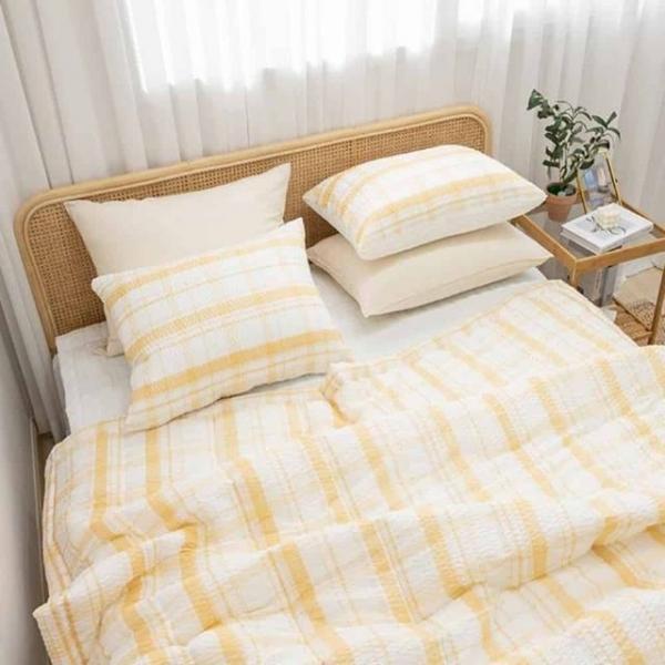 샤브레 이불 베개커버세트 퀸 옐로우 베겟잎 사계절침구 배게커버