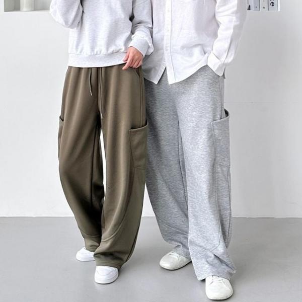 男女공용 빅포켓 와이드 트레이닝 팬츠 데일리 루즈핏