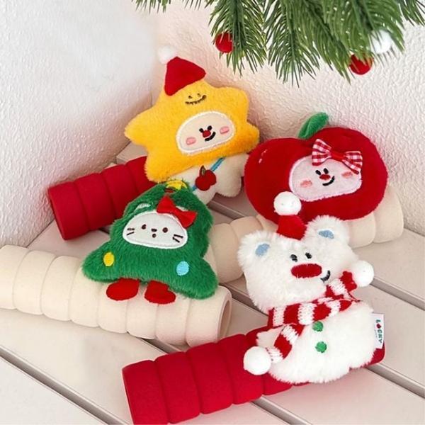 (보리별) 크리스마스 문고리 커버 귀여운 캐릭터 인형 방문 손잡이 보온