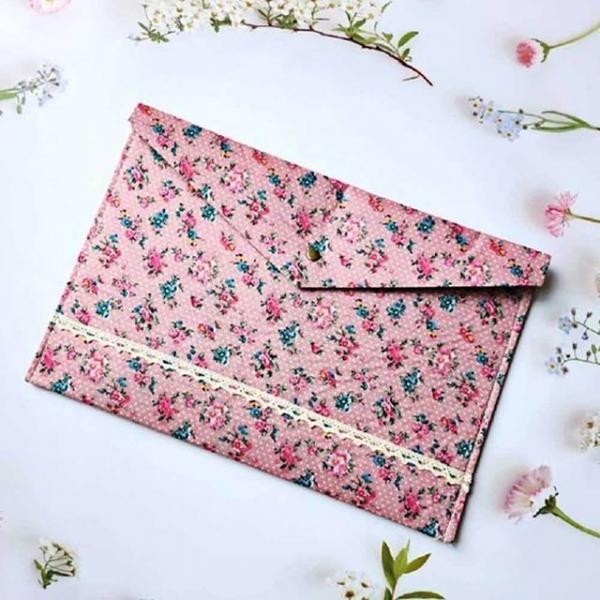 A4 플라워 서류 화일 핑크 서류파우치 A4파일
