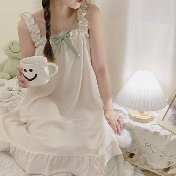 포근 그레이스 프릴 홈웨어 파자마 원피스