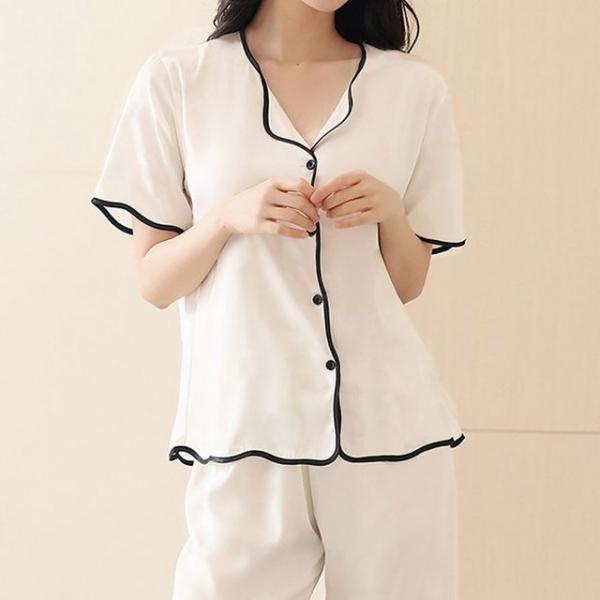 포근 실크 반팔 홈웨어 파자마 세트