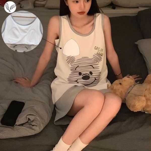 여성용 그린베어 캡내장 홈웨어 파자마 세트