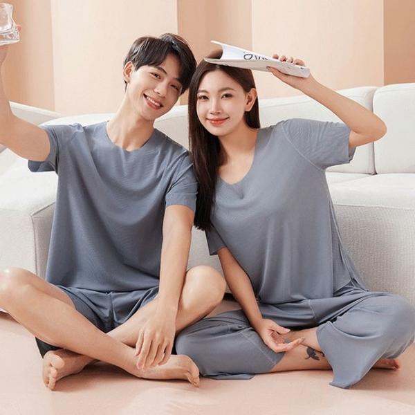 커플용 펄제인 여름 홈웨어 투피스 세트