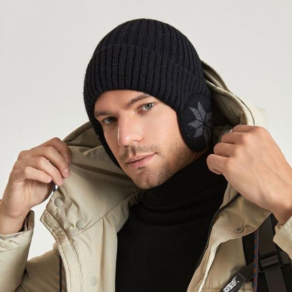 눈꽃 패턴 귀도리 기모 윈터 비니 3color