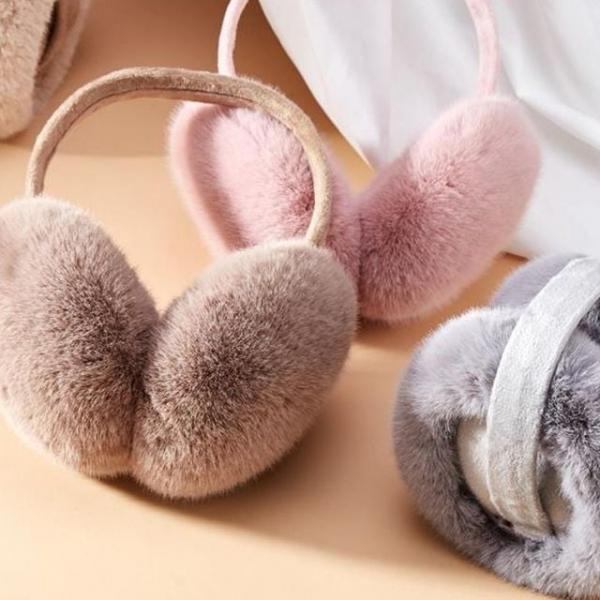 사랑스러운 퍼 귀마개 접이식 겨울 방한