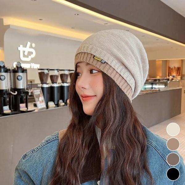 패치 라벨  데일리 레이어드 니트 비니