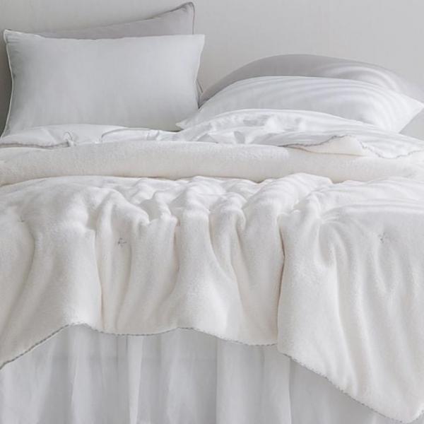 리본 마이크로 극세사 양면 차렵이불 S(싱글) 화이트 160 x 210