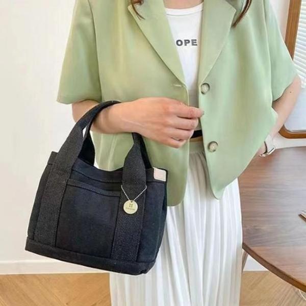 심플 미니 데일리 캔버스 포인트 가방 포켓 여성 핸드백 숄더백 여행