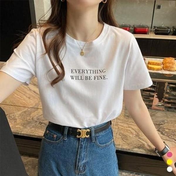 심플 레터링 프린팅 반팔 티셔츠 여자 여름 데이리만팔티