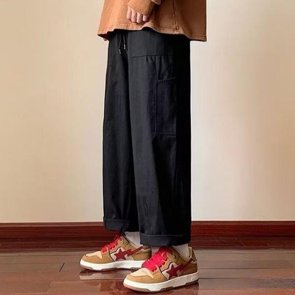 깔끔한 남성 와이드 핏 포켓 팬츠 일자 데일리룩 바지