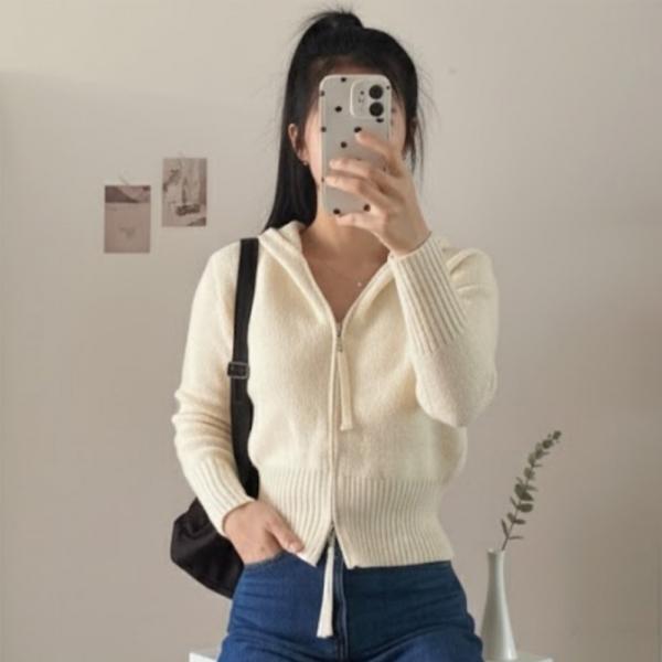 여성 클래식 니트 집업 크롭 가디건 SSH-096