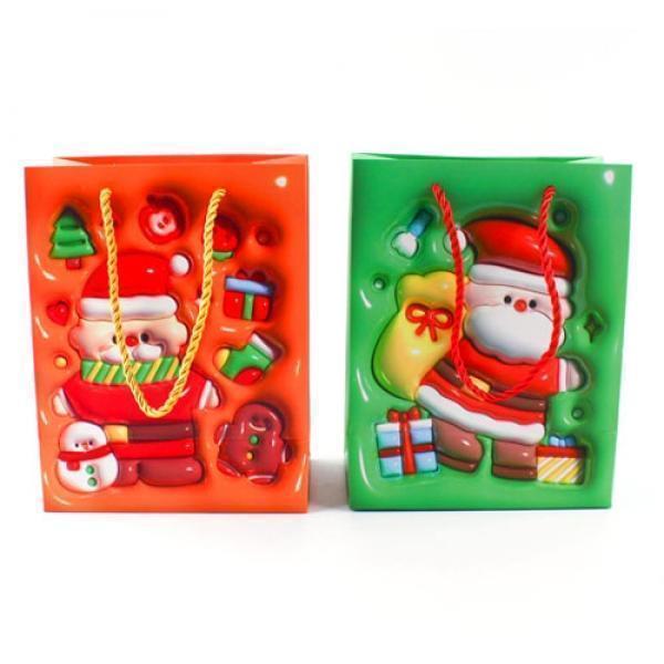 D15] 1200 크리스마스 입체 프린트 쇼핑백 (12개세트)