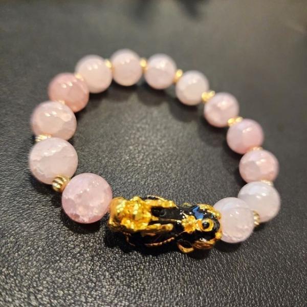 풍수팔찌 재물운 핑크 온도변화 비휴 팔찌