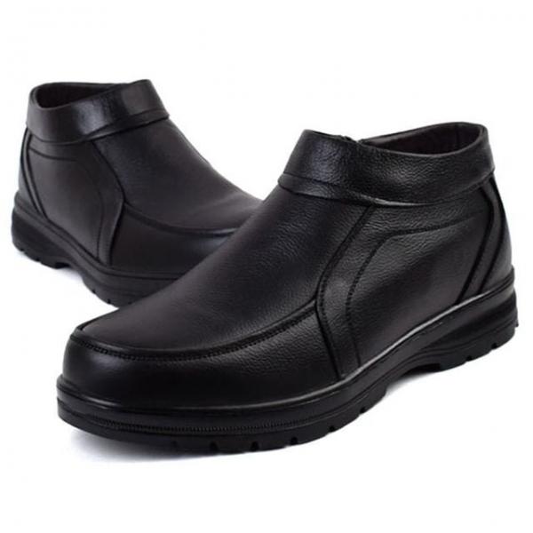 남성 겨울 안감퍼 소가죽 구두 앵클 방한화 캐주얼화