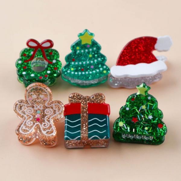 A] 1500 크리스마스 글리터 집게핀 (12개세트)