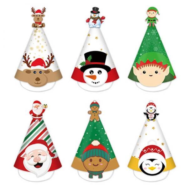 D08] 1000 크리스마스 종이 고깔모자 (12개세트)
