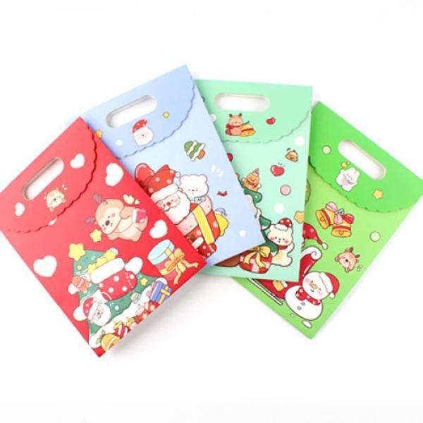 D08] 1500 크리스마스 모두모여 손잡이 봉투 (12개세트)