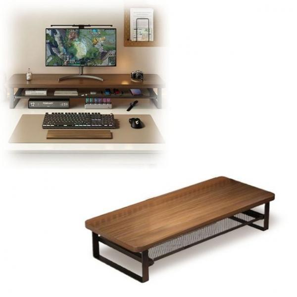 컴퓨터 모니터 받침대 2단 슬라이딩 선반 소품 수납 정리 거치대 이동식 PC 다이 노트북 데스크(50cm)