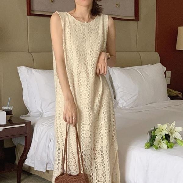 민소매 레이스 포인트 로맨틱 원피스