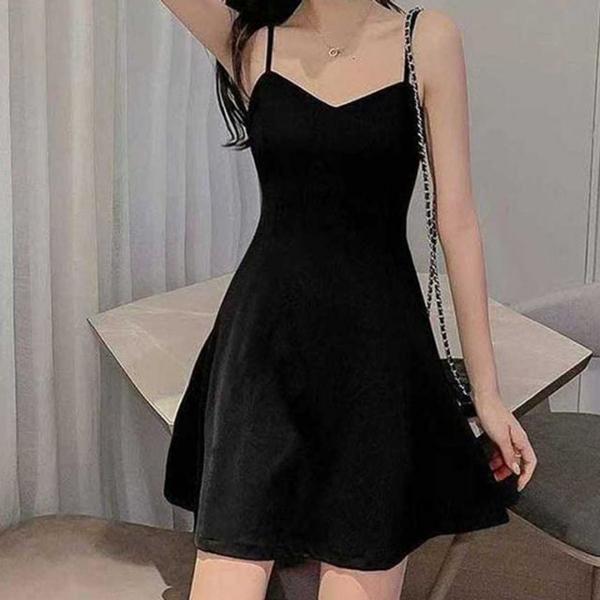 모던 블랙 슬림 라인 뷔스티에 원피스