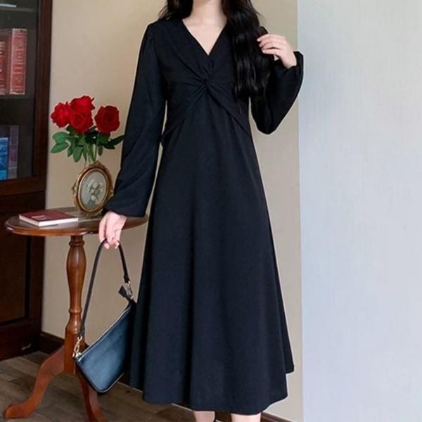 트위스트 라인 모던 슬림 원피스