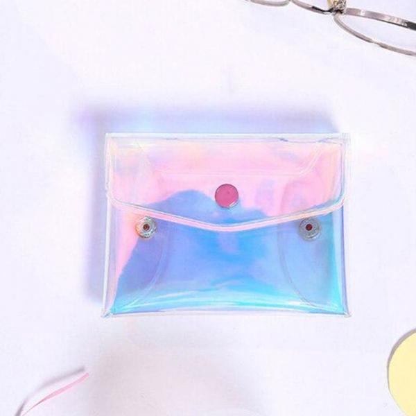 스티커미니파우치 다꾸 스티커 소지품보관 똑딱이단추 홀로그램지갑 소 10x8cm