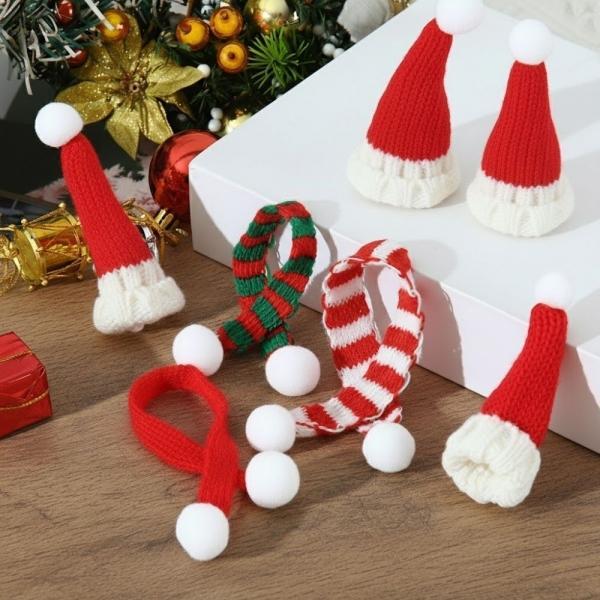 크리스마스 니트 미니 목도리 모자 병데코 장식