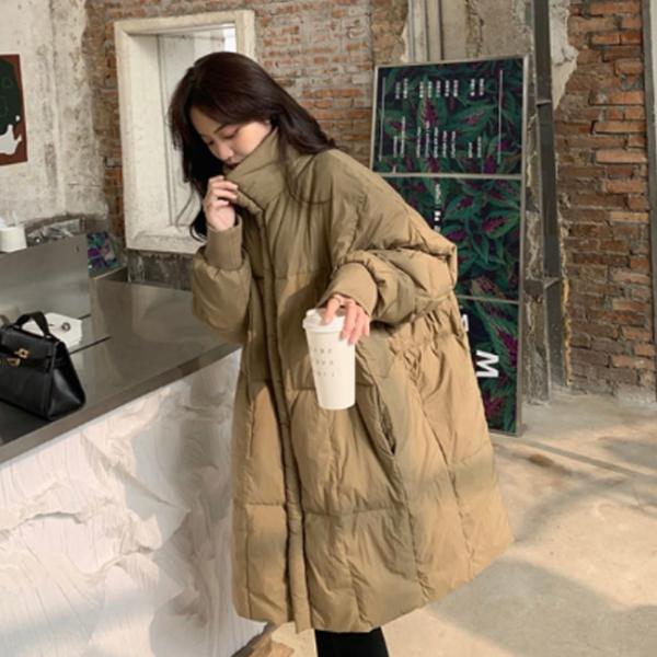 여성 3컬러 롱 미디 오버핏 패딩 점퍼 DHH-L31