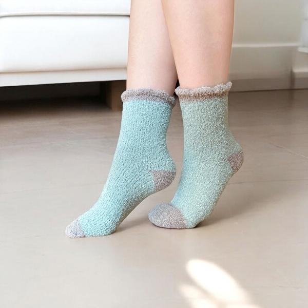 투톤 보온 수면양말 극세사 양말 여성용 학생용