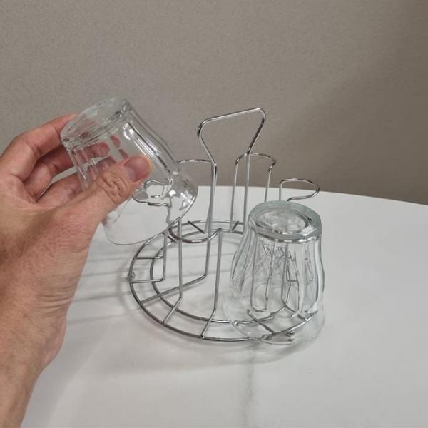 원형 스텐 컵정리대 컵꽂이 홀더 거치대 6구