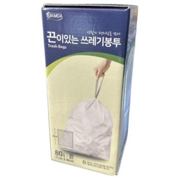 쿨샵 끈 손잡이형 쓰레기봉투 간편한 뽑아쓰는 다용도봉투 80리터 30매입