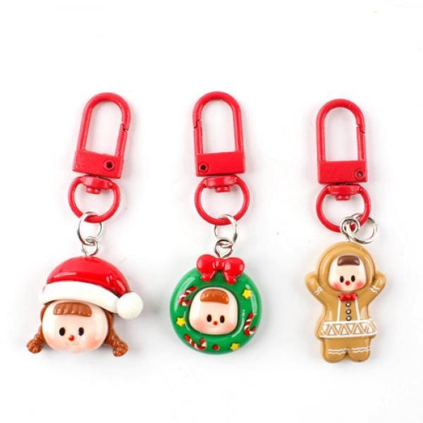 D15] 1000 크리스마스 쪼꼬미 얼굴키링 (12개세트)
