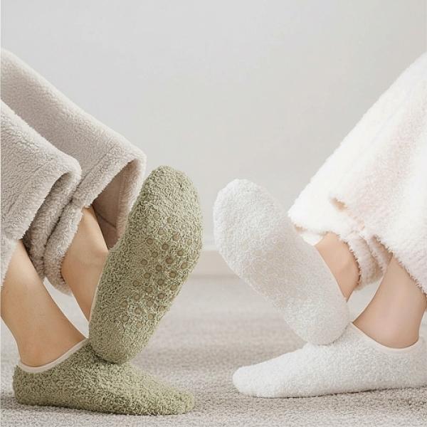 남녀공용 겨울 방한 보온 단목 무지 덧신 미끄럼방지 기모 털 버선 두꺼운 양말 페이크삭스