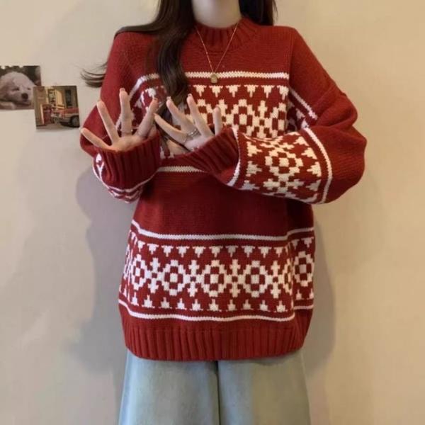 노르딕 눈꽃 라운드 니트 UJS-039